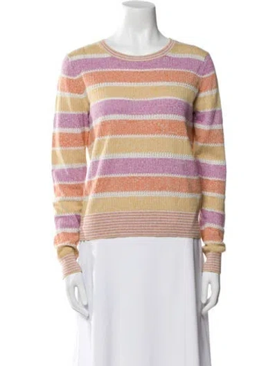 Pre-owned Veronica Beard Striped Crew Neck Sweatshirt In Pink