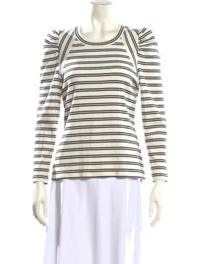 Pre-owned Veronica Beard Striped Crew Neck Sweatshirt In White