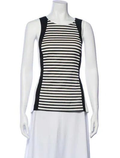 Pre-owned Veronica Beard Striped Crew Neck Top In Black