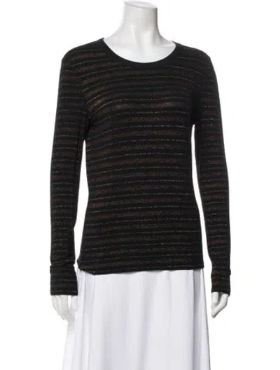 Pre-owned Veronica Beard Striped Crew Neck Top In Black