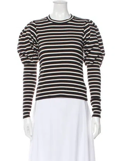 Pre-owned Veronica Beard Striped Crew Neck Top In Black