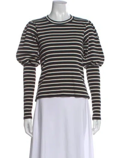 Pre-owned Veronica Beard Striped Crew Neck Top In Black