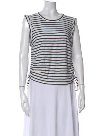 Pre-owned Veronica Beard Striped Crew Neck Top In Black