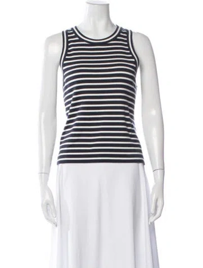 Pre-owned Veronica Beard Striped Crew Neck Top In Black