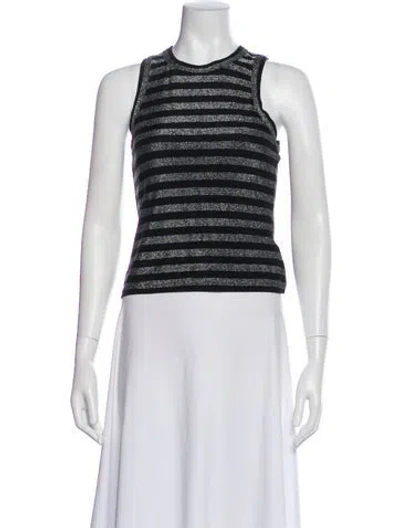 Pre-owned Veronica Beard Striped Crew Neck Top In Blue