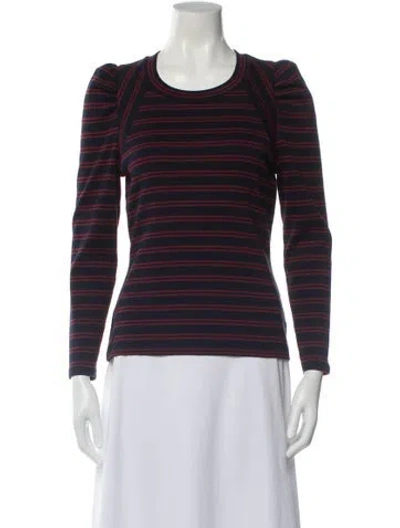 Pre-owned Veronica Beard Striped Crew Neck Top In Blue