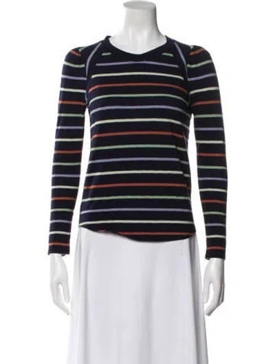 Pre-owned Veronica Beard Striped Crew Neck Top In Blue