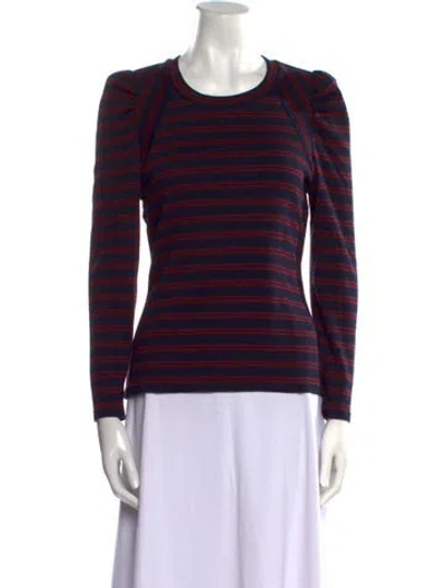Pre-owned Veronica Beard Striped Crew Neck Top In Blue