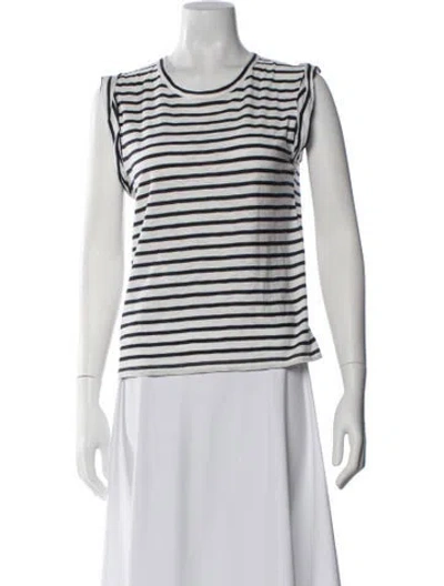 Pre-owned Veronica Beard Striped Crew Neck Top In Blue