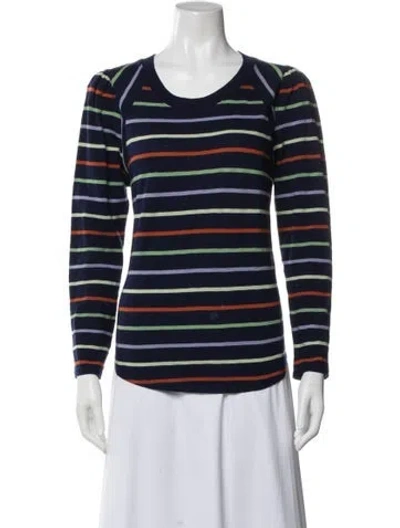 Pre-owned Veronica Beard Striped Crew Neck Top In Blue