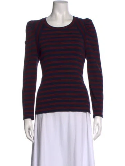 Pre-owned Veronica Beard Striped Crew Neck Top In Blue
