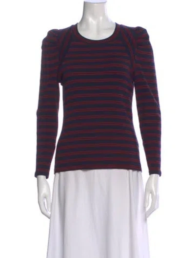 Pre-owned Veronica Beard Striped Crew Neck Top In Blue