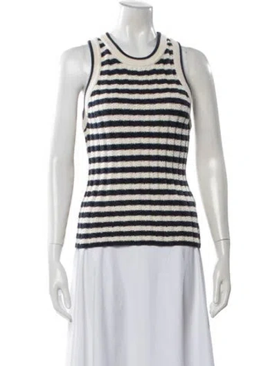 Pre-owned Veronica Beard Striped Crew Neck Top In Blue