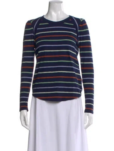 Pre-owned Veronica Beard Striped Crew Neck Top In Blue