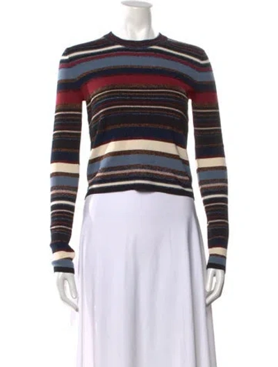 Pre-owned Veronica Beard Striped Crew Neck Top In Blue