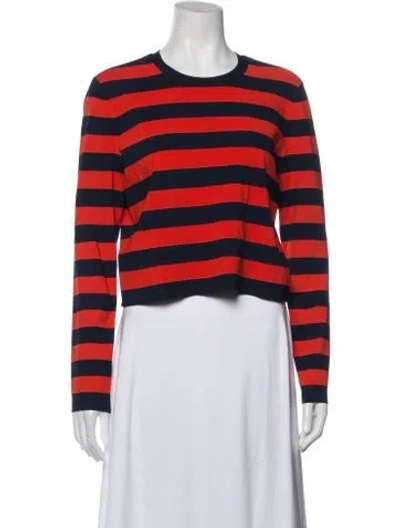 Pre-owned Veronica Beard Striped Crew Neck Top In Blue