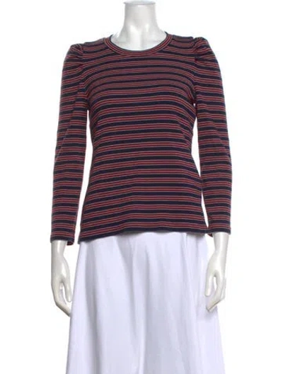Pre-owned Veronica Beard Striped Crew Neck Top In Blue