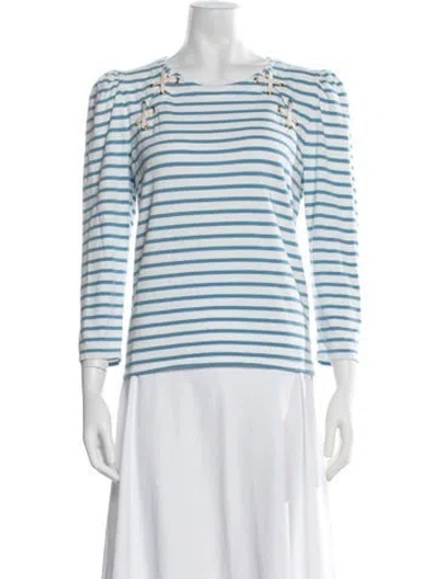 Pre-owned Veronica Beard Striped Crew Neck Top In Blue