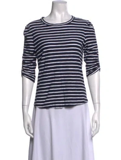 Pre-owned Veronica Beard Striped Crew Neck Top In Blue/white