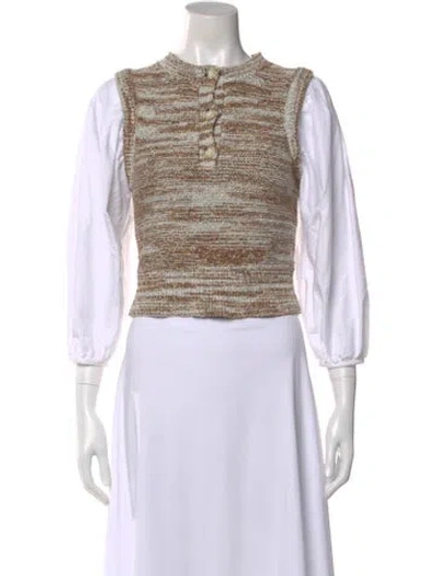 Pre-owned Veronica Beard Striped Crew Neck Top In Brown