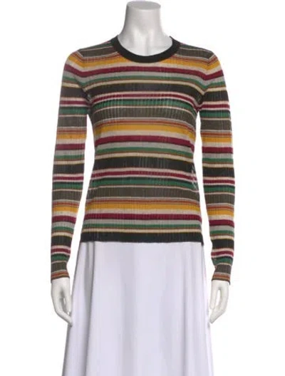 Pre-owned Veronica Beard Striped Crew Neck Top In Brown