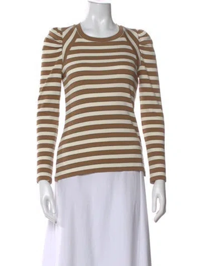 Pre-owned Veronica Beard Striped Crew Neck Top In Brown