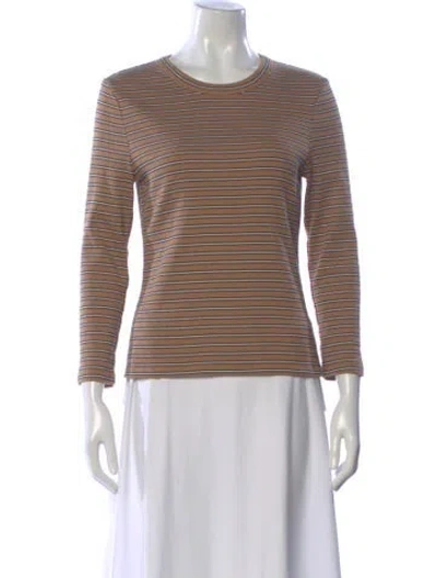 Pre-owned Veronica Beard Striped Crew Neck Top In Brown