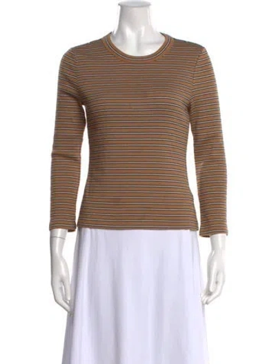 Pre-owned Veronica Beard Striped Crew Neck Top In Brown