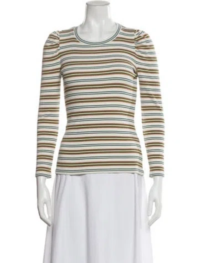 Pre-owned Veronica Beard Striped Crew Neck Top In Green