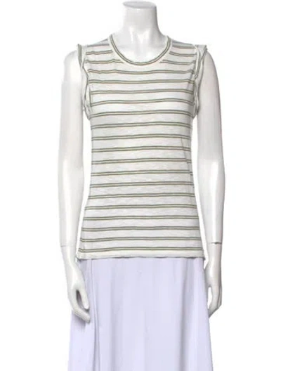 Pre-owned Veronica Beard Striped Crew Neck Top In Green