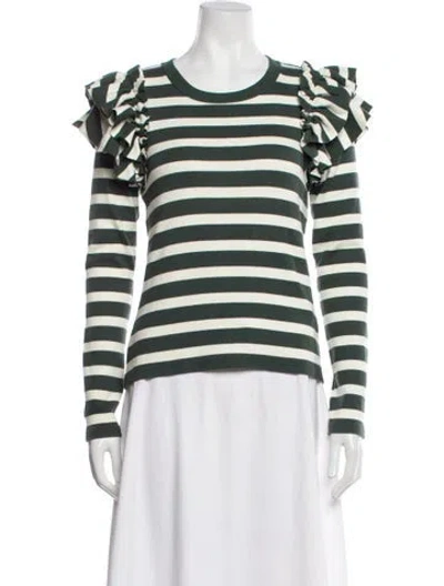 Pre-owned Veronica Beard Striped Crew Neck Top In Green