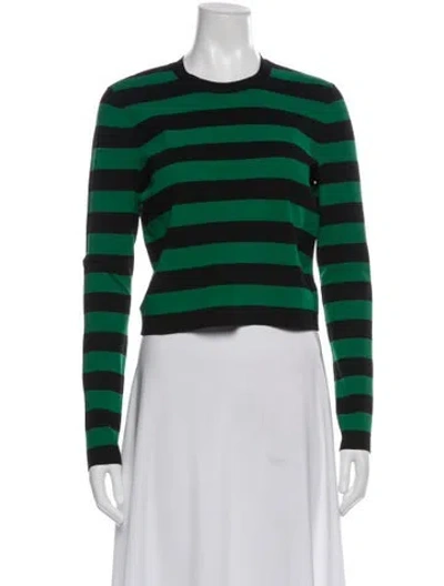 Pre-owned Veronica Beard Striped Crew Neck Top In Green