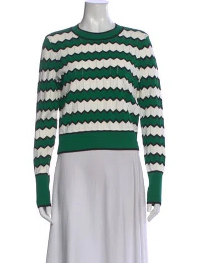 Pre-owned Veronica Beard Striped Crew Neck Top In Green