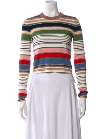 Pre-owned Veronica Beard Striped Crew Neck Top In Multi