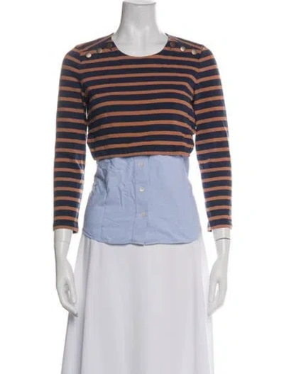 Pre-owned Veronica Beard Striped Crew Neck Top In Multi