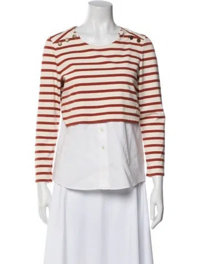 Pre-owned Veronica Beard Striped Crew Neck Top In Neutral