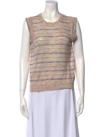 Pre-owned Veronica Beard Striped Crew Neck Top In Neutral