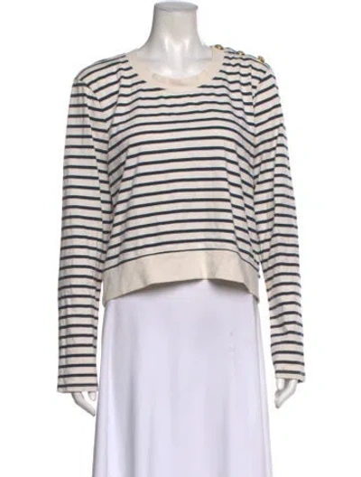 Pre-owned Veronica Beard Striped Crew Neck Top In Neutral