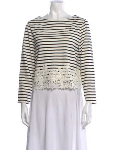 Pre-owned Veronica Beard Striped Crew Neck Top In Neutral