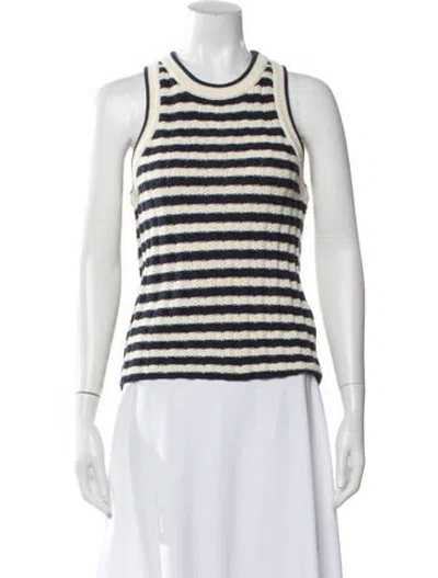 Pre-owned Veronica Beard Striped Crew Neck Top In Neutral