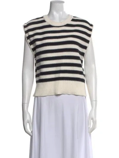 Pre-owned Veronica Beard Striped Crew Neck Top In Neutral