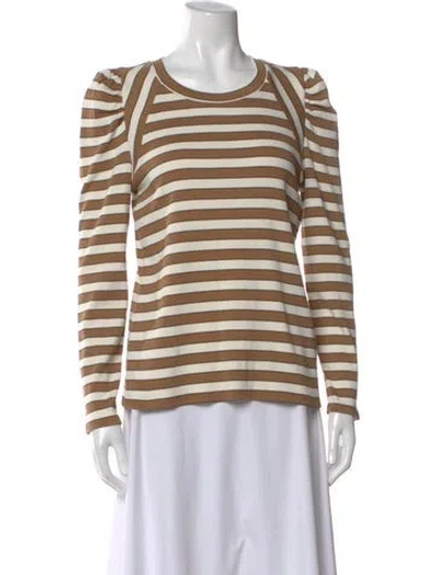 Pre-owned Veronica Beard Striped Crew Neck Top In Neutral