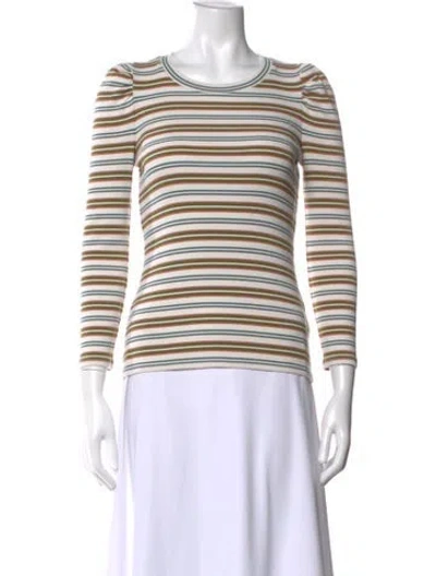 Pre-owned Veronica Beard Striped Crew Neck Top In Neutral