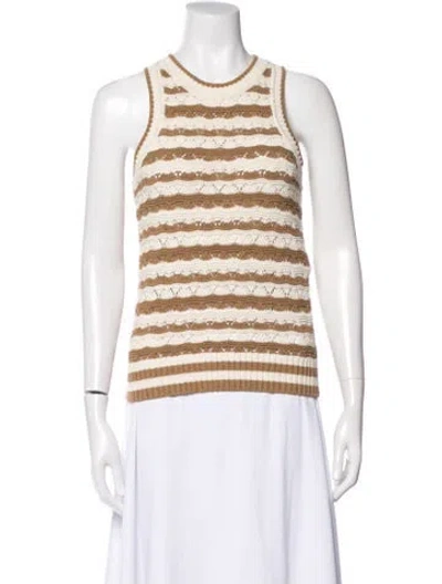 Pre-owned Veronica Beard Striped Crew Neck Top In Neutral