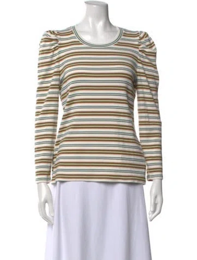 Pre-owned Veronica Beard Striped Crew Neck Top In Neutral