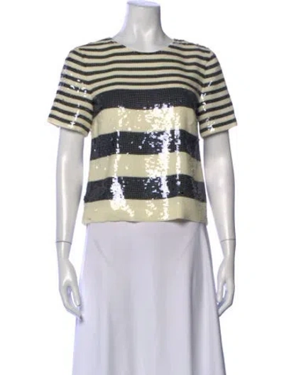 Pre-owned Veronica Beard Striped Crew Neck Top In Neutral
