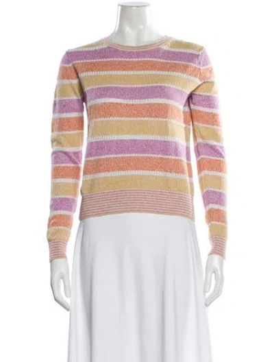 Pre-owned Veronica Beard Striped Crew Neck Top In Orange