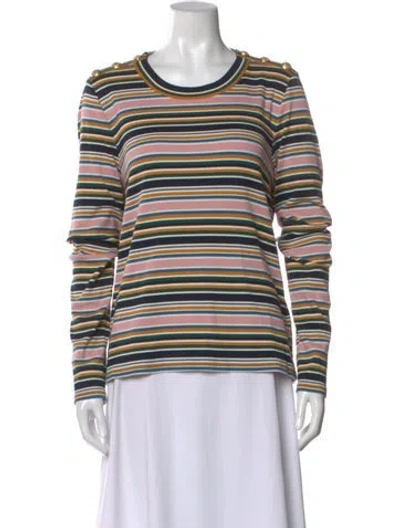 Pre-owned Veronica Beard Striped Crew Neck Top In Pink