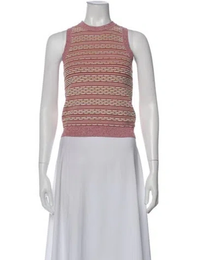 Pre-owned Veronica Beard Striped Crew Neck Top In Pink