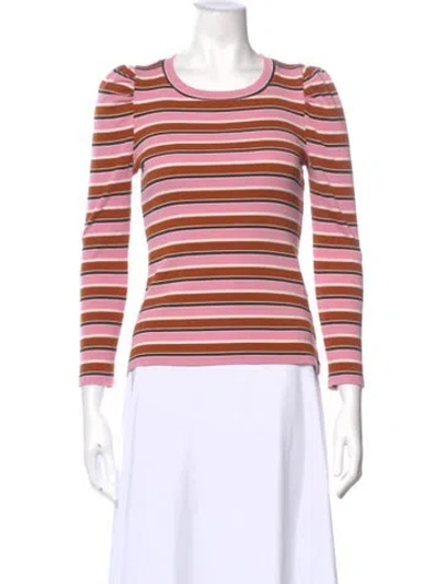 Pre-owned Veronica Beard Striped Crew Neck Top In Pink